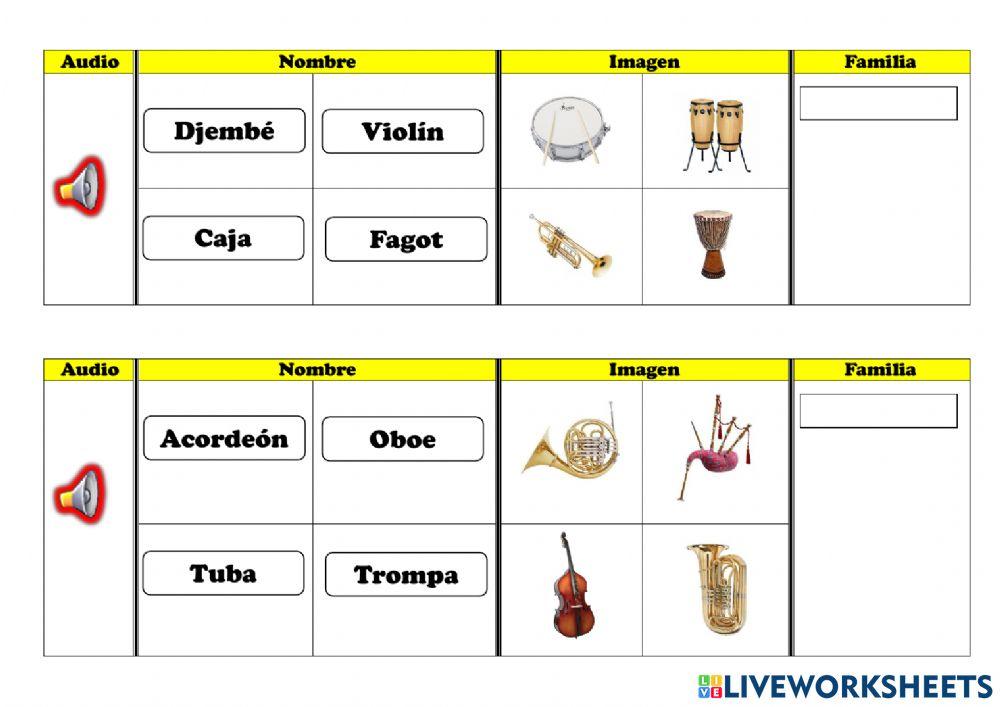 Identifica los siguientes instrumentos