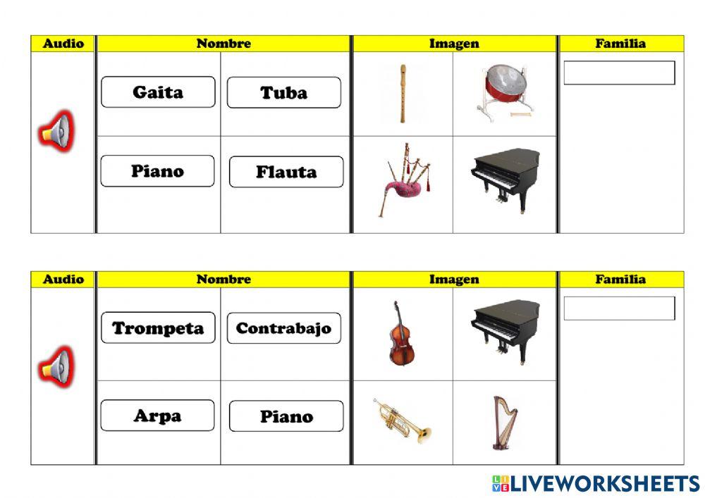Identifica los siguientes instrumentos