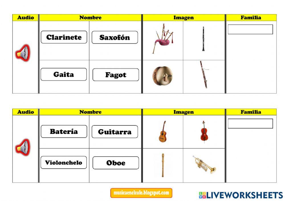 Identifica los siguientes instrumentos