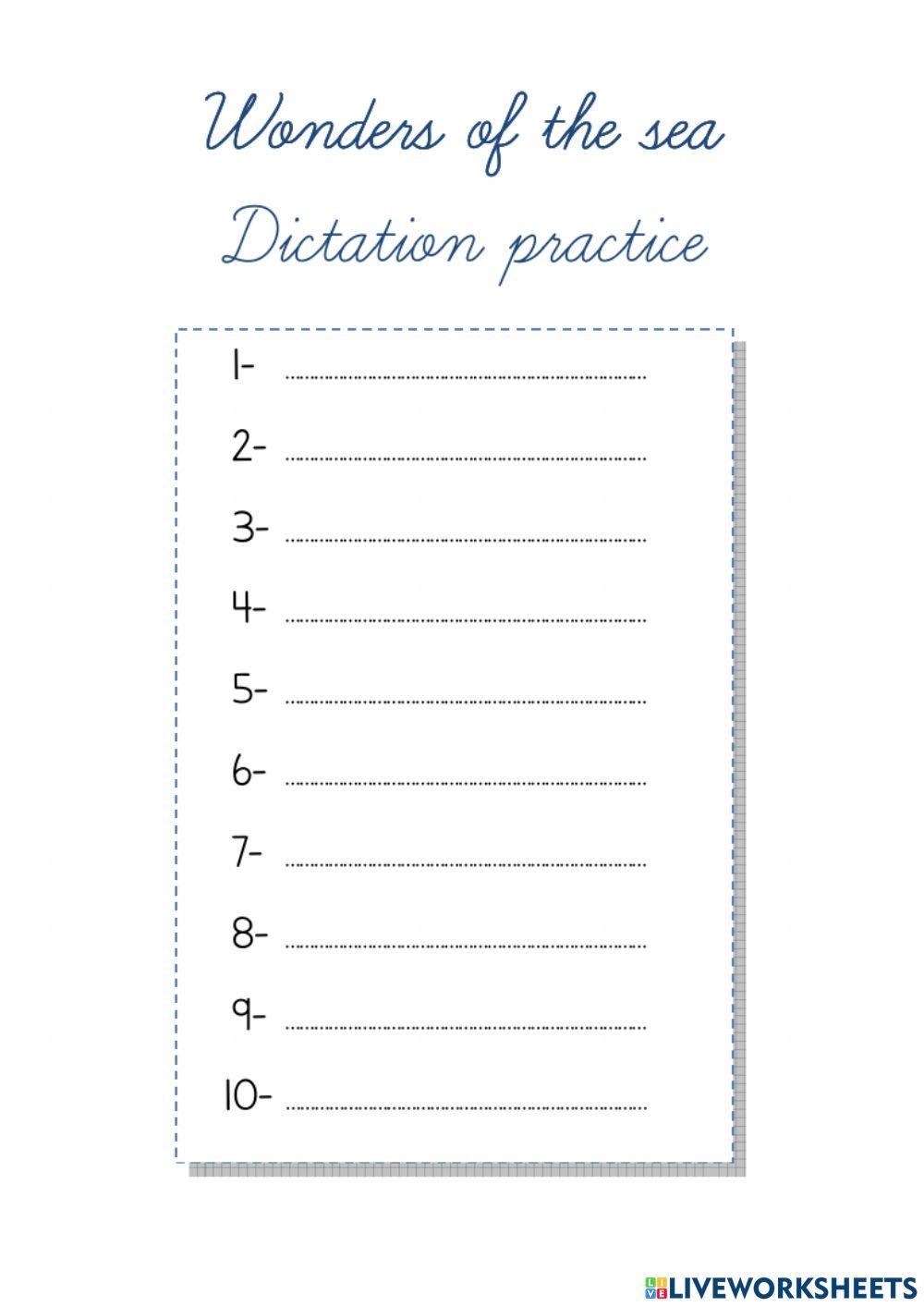 Wonders of the sea: dictation practice Wonders of the sea: dictation practice