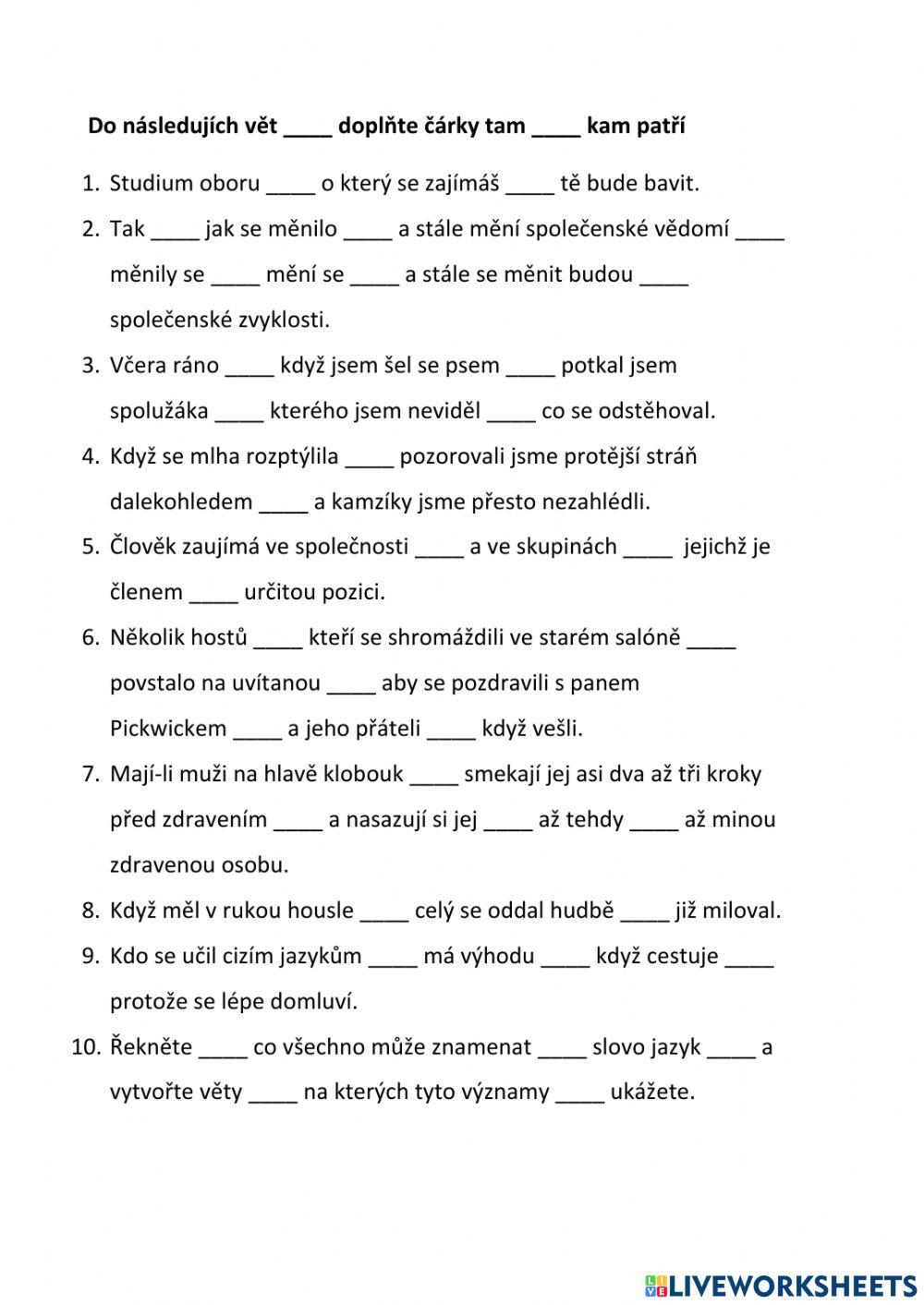 Psaní čárek v souvětí