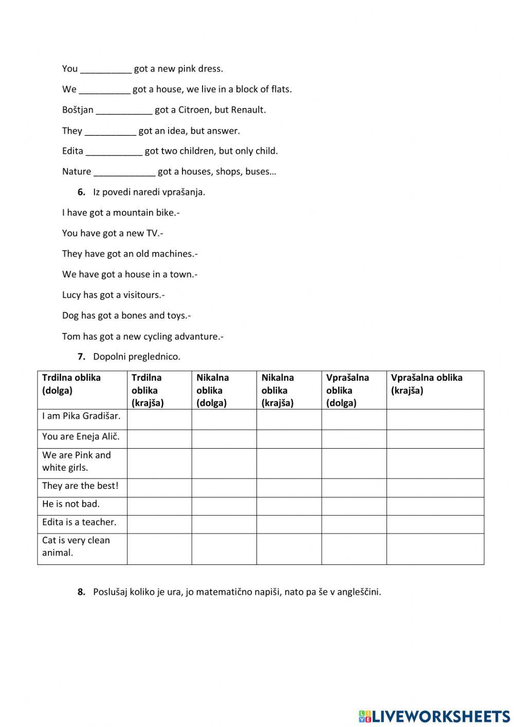 There is-there are, glagol imeti, glagol biti in ura