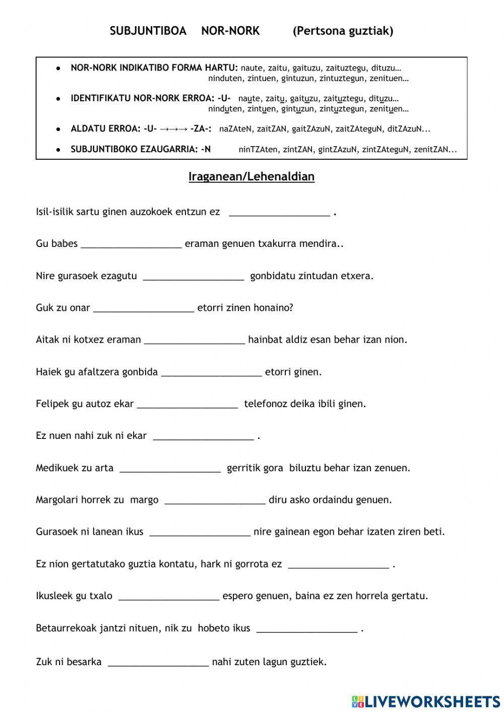 Subjuntiboa nor-nork (pertsona guztiak)II Subjuntiboa nor-nork (pertsona guztiak)II