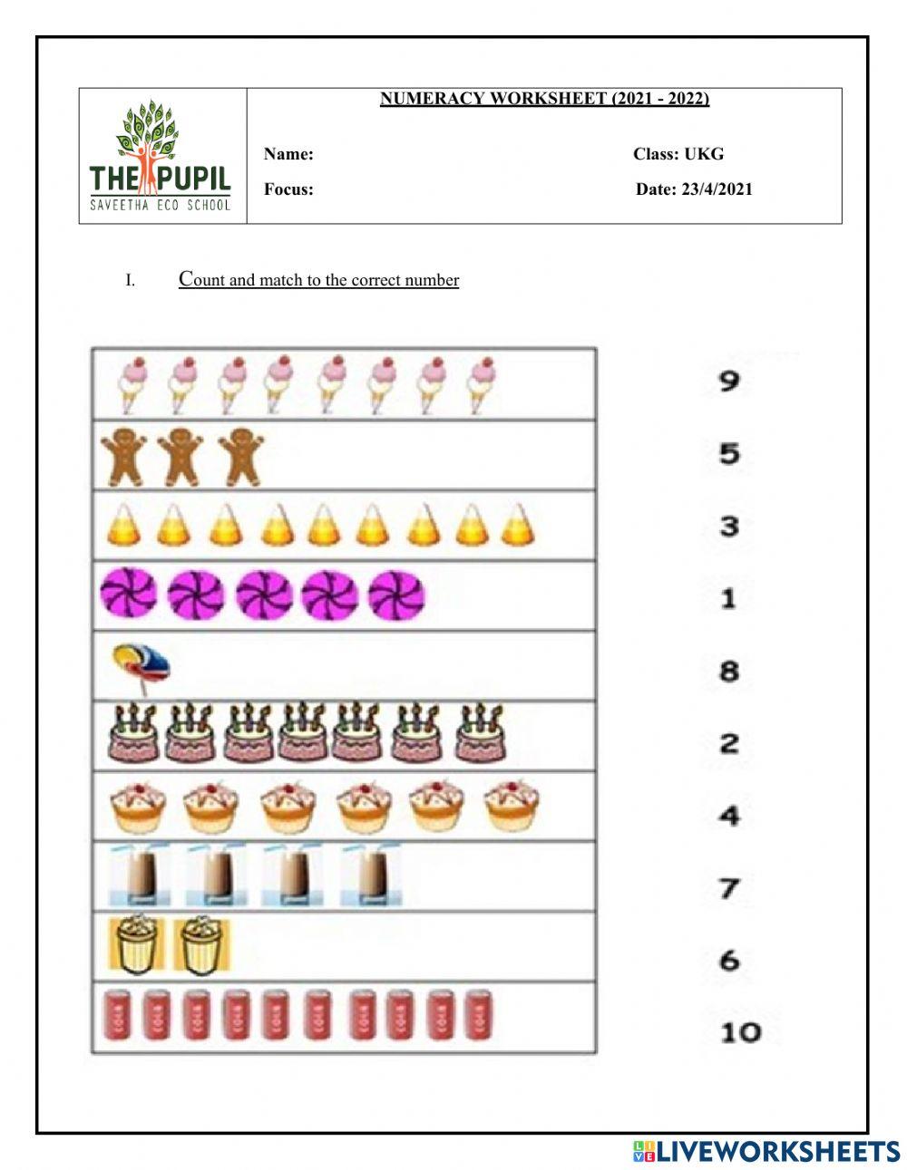 Numeracy Worksheet worksheet | Live Worksheets