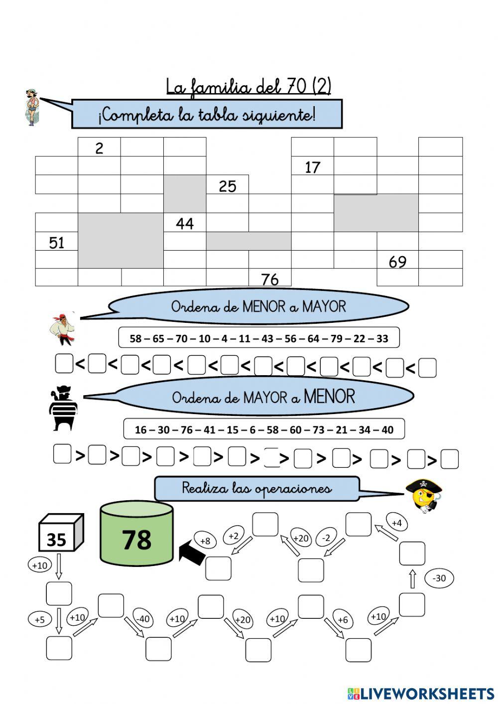 Numeración abn 1º primaria ficha 76