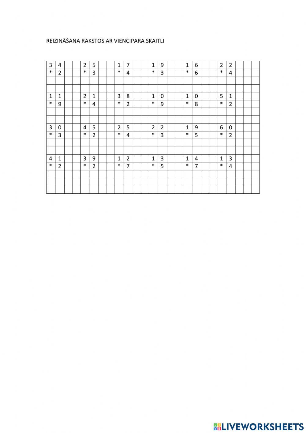 REIZINĀŠANA RAKSTOS ar viencipara skaitli