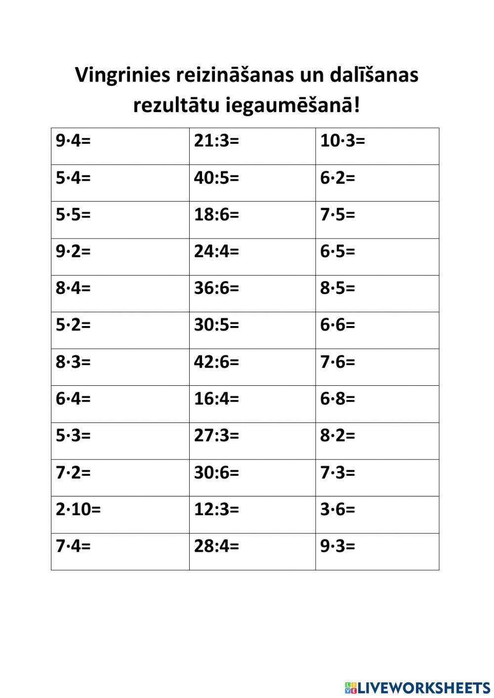 Reizināšana un dalīšana