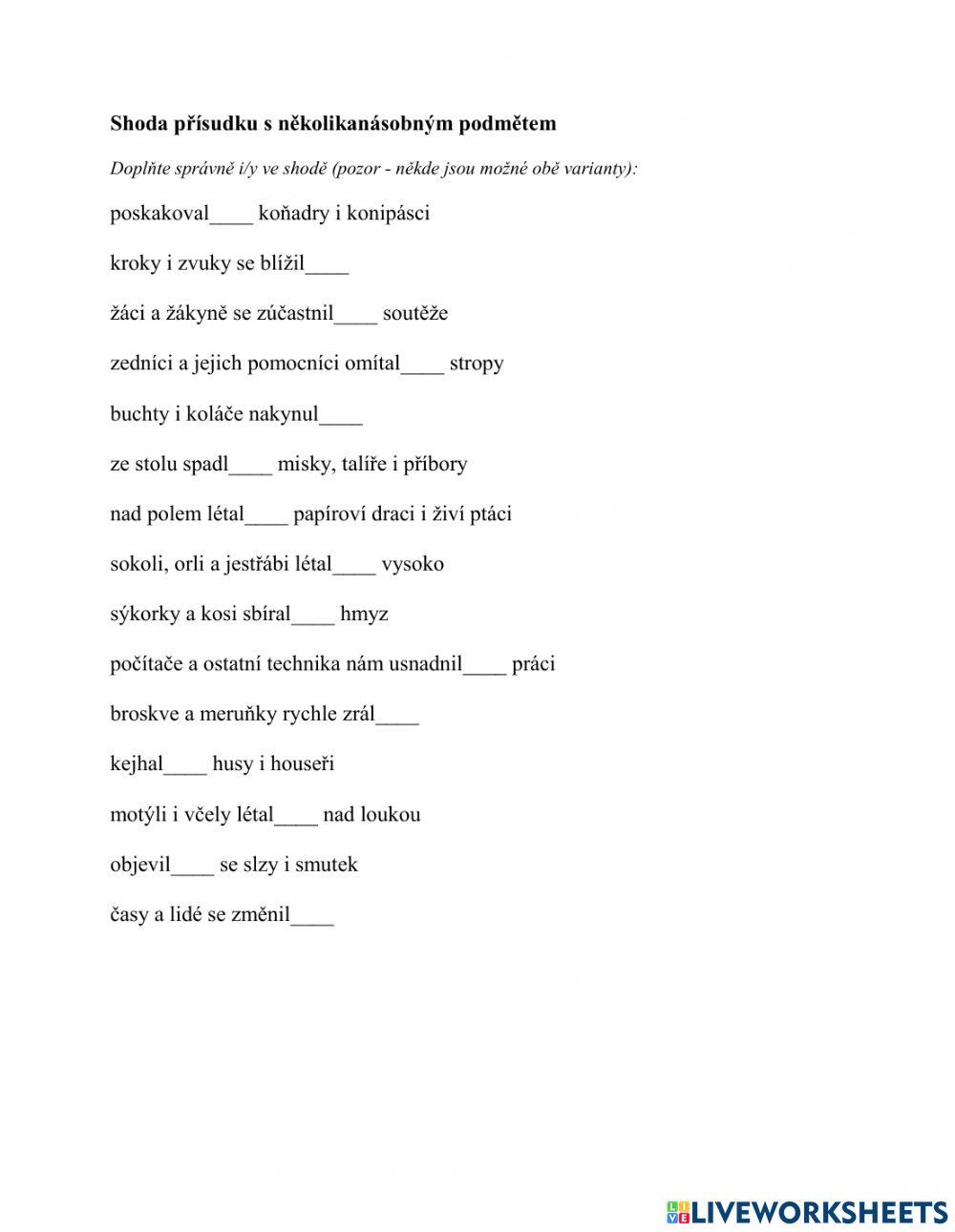 Shoda přísudku s několikanásobným podmětem