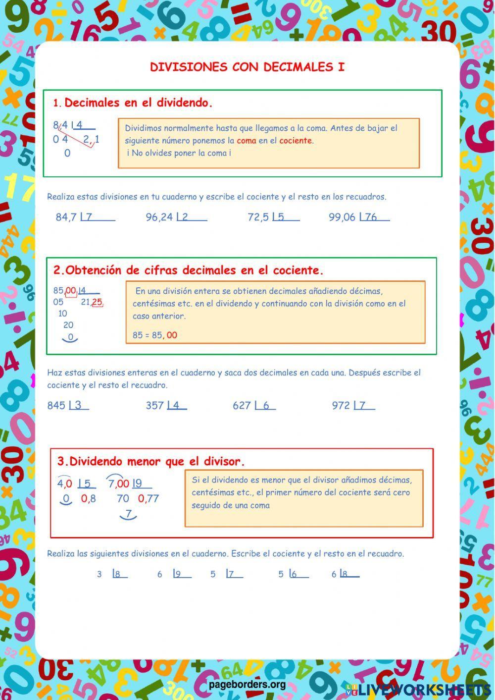 Divisiones con decimales I