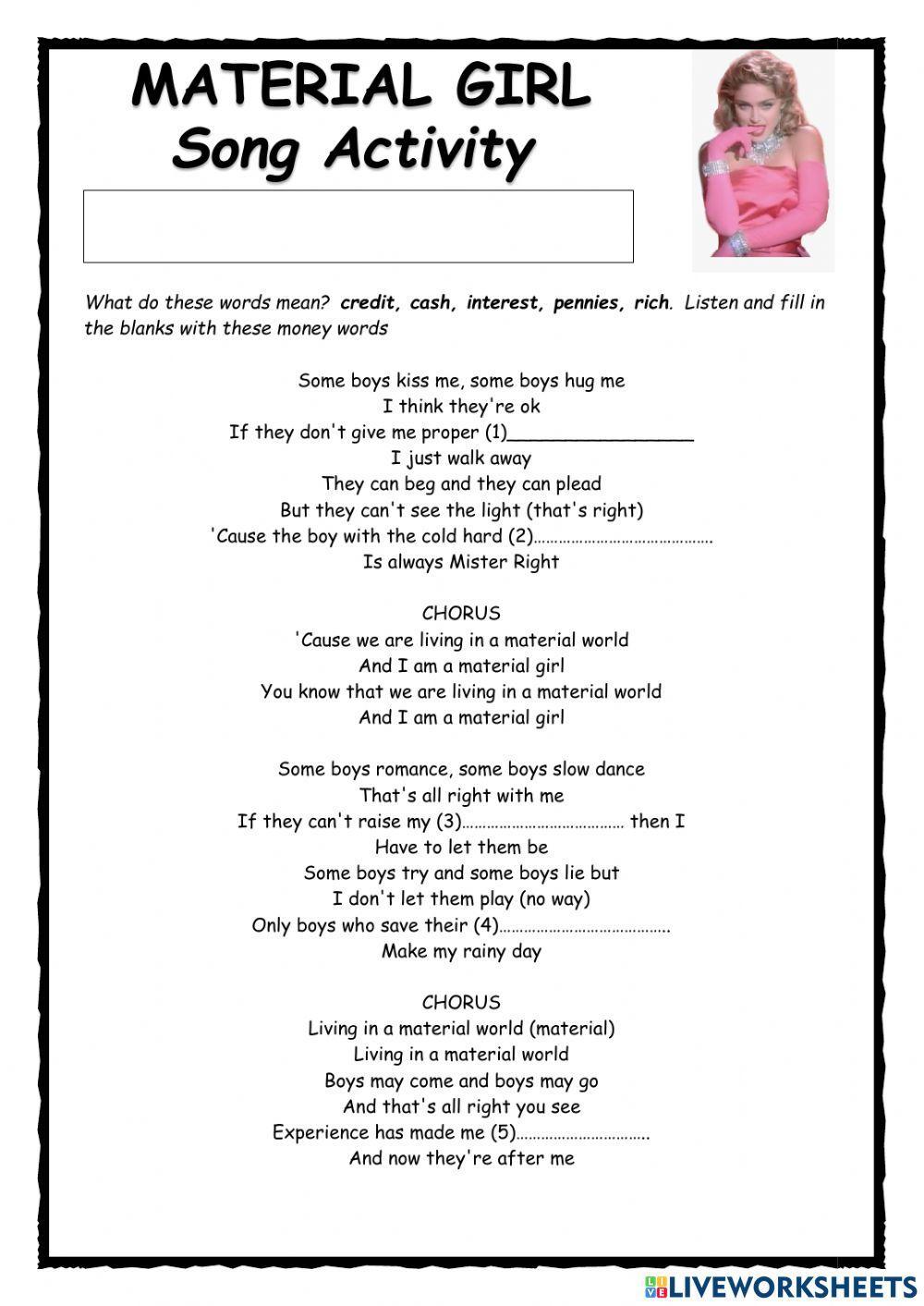 Material Girl Listening Activity