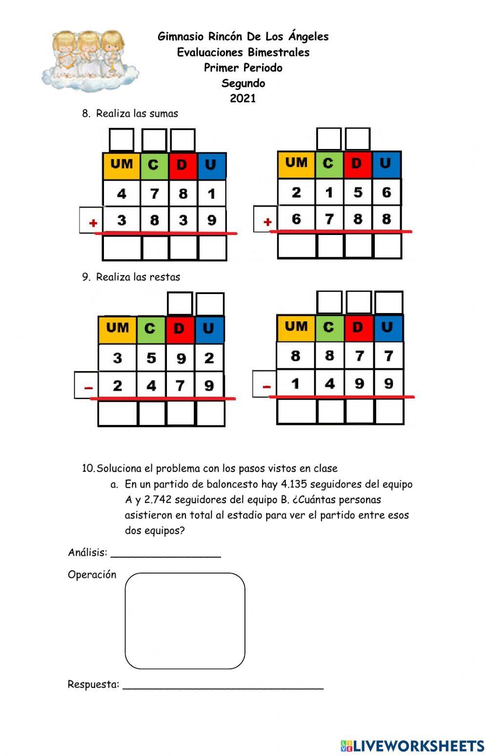Evaluacion de matematicas