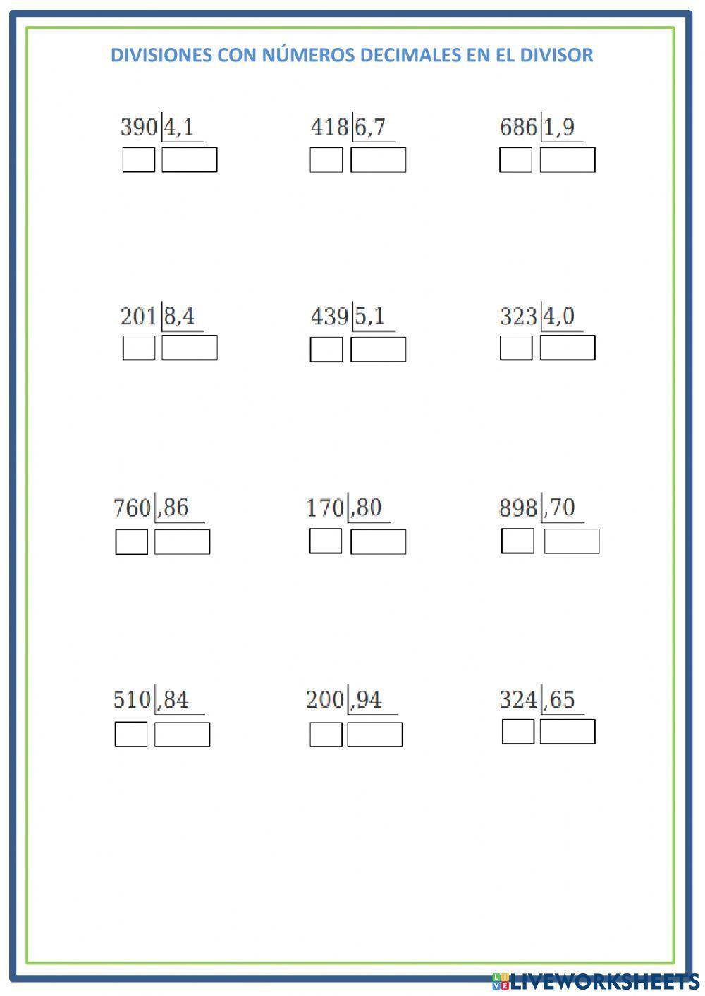 Divisiones con decimales