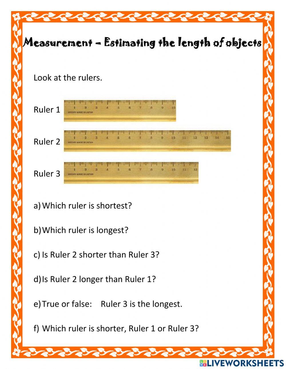 Measurement - Estimating the length of objects