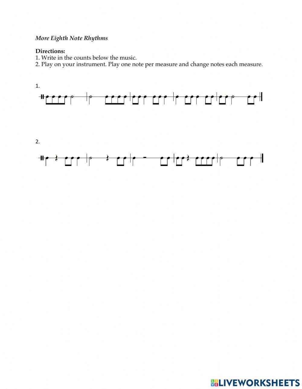 More Eighth Notes Rhythms