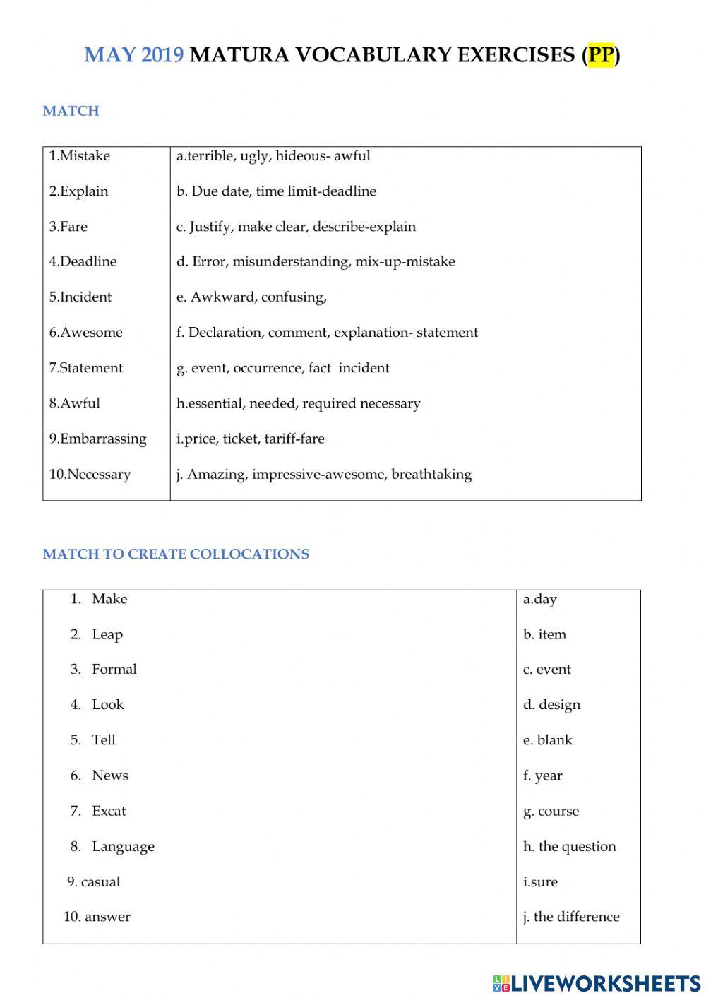 May 2019 pp ex 2 worksheet live worksheets