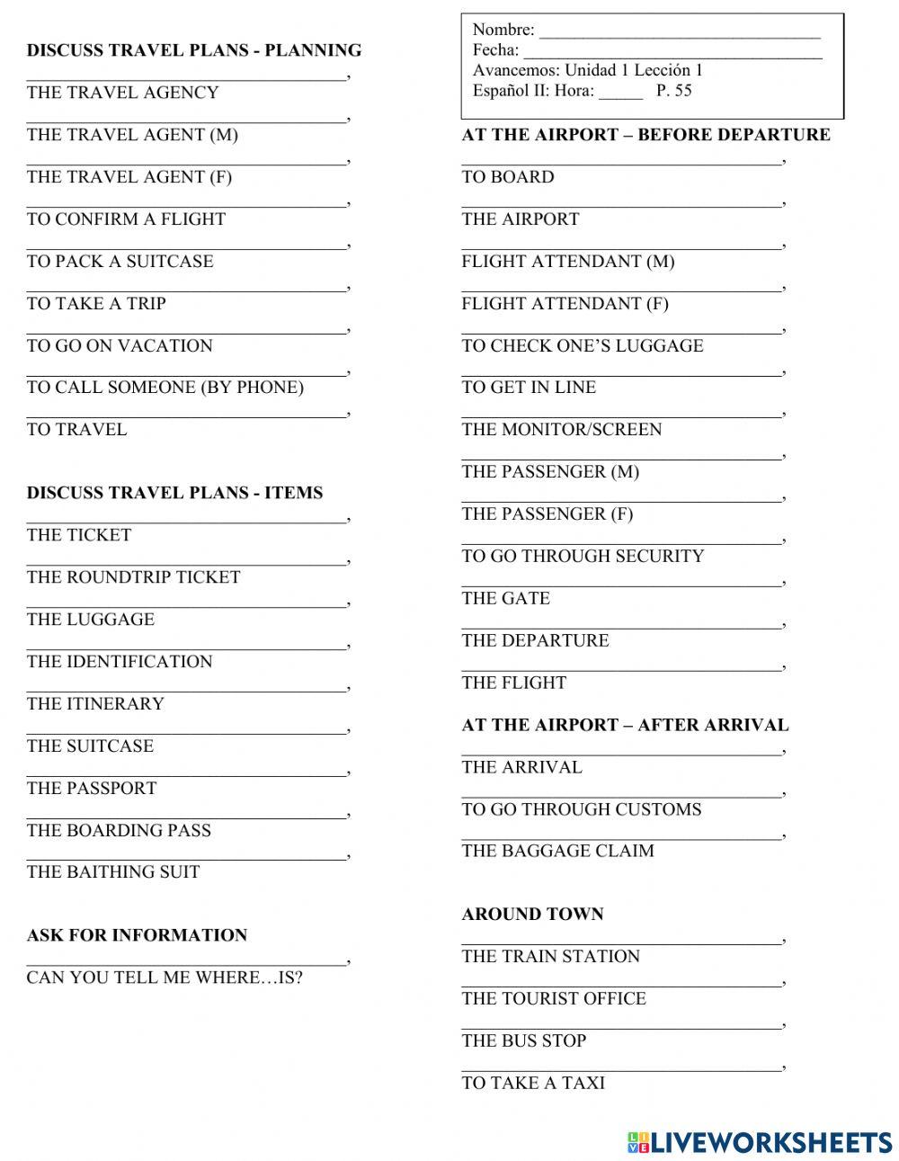 SP2 U1 L2 Vocabulary List Avanc