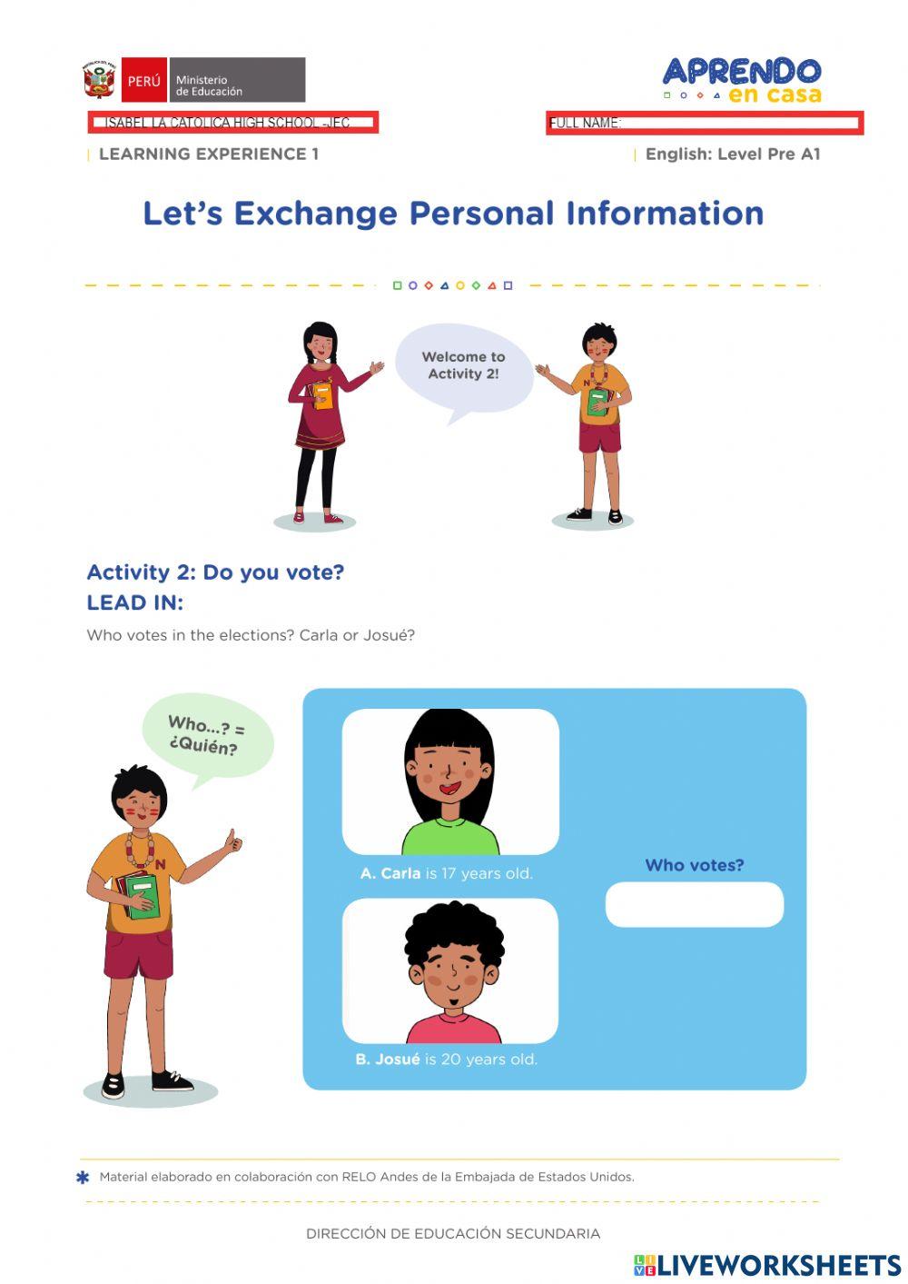 Exchange Personal Information- Activity 2