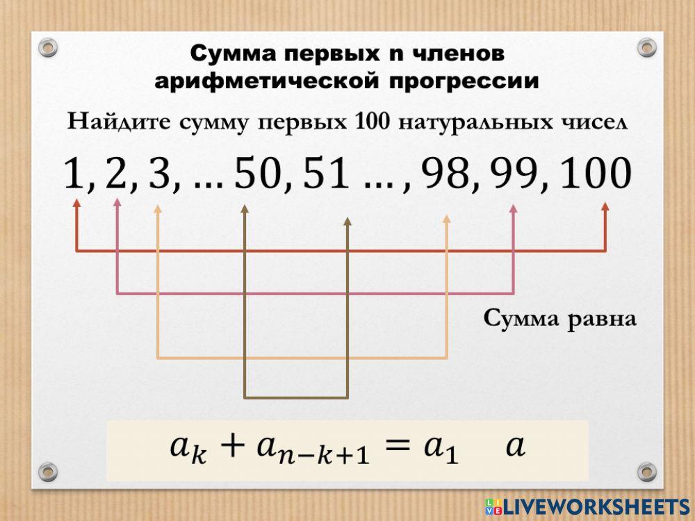Сумма первых 100 натуральных чисел