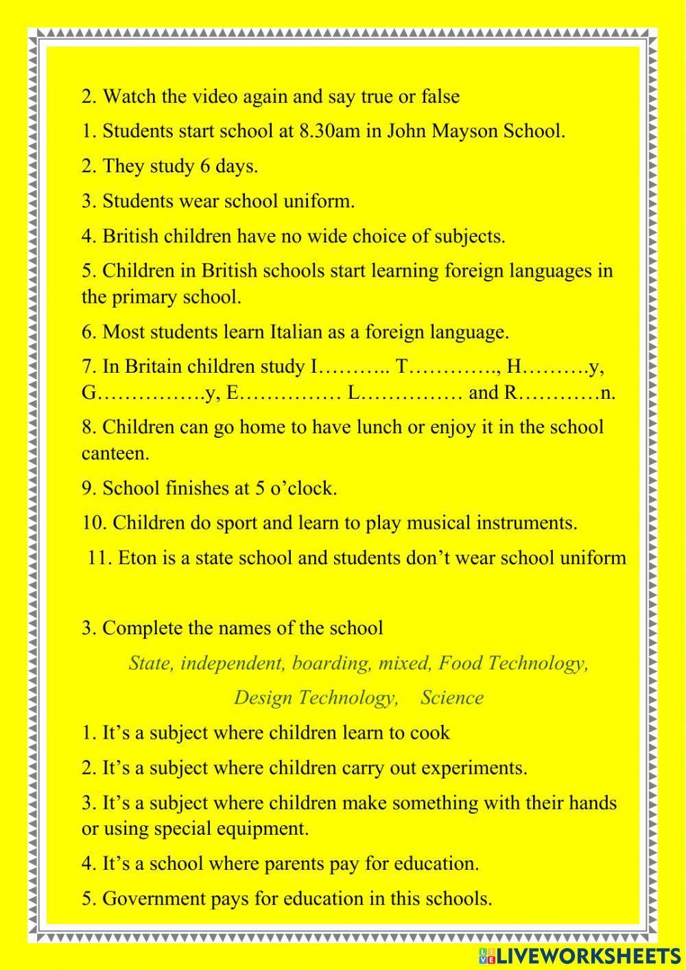 Schools in Britain