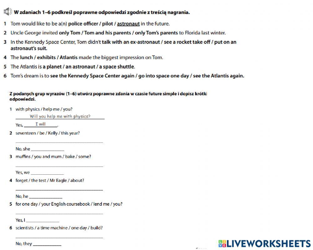 Short test of future simple