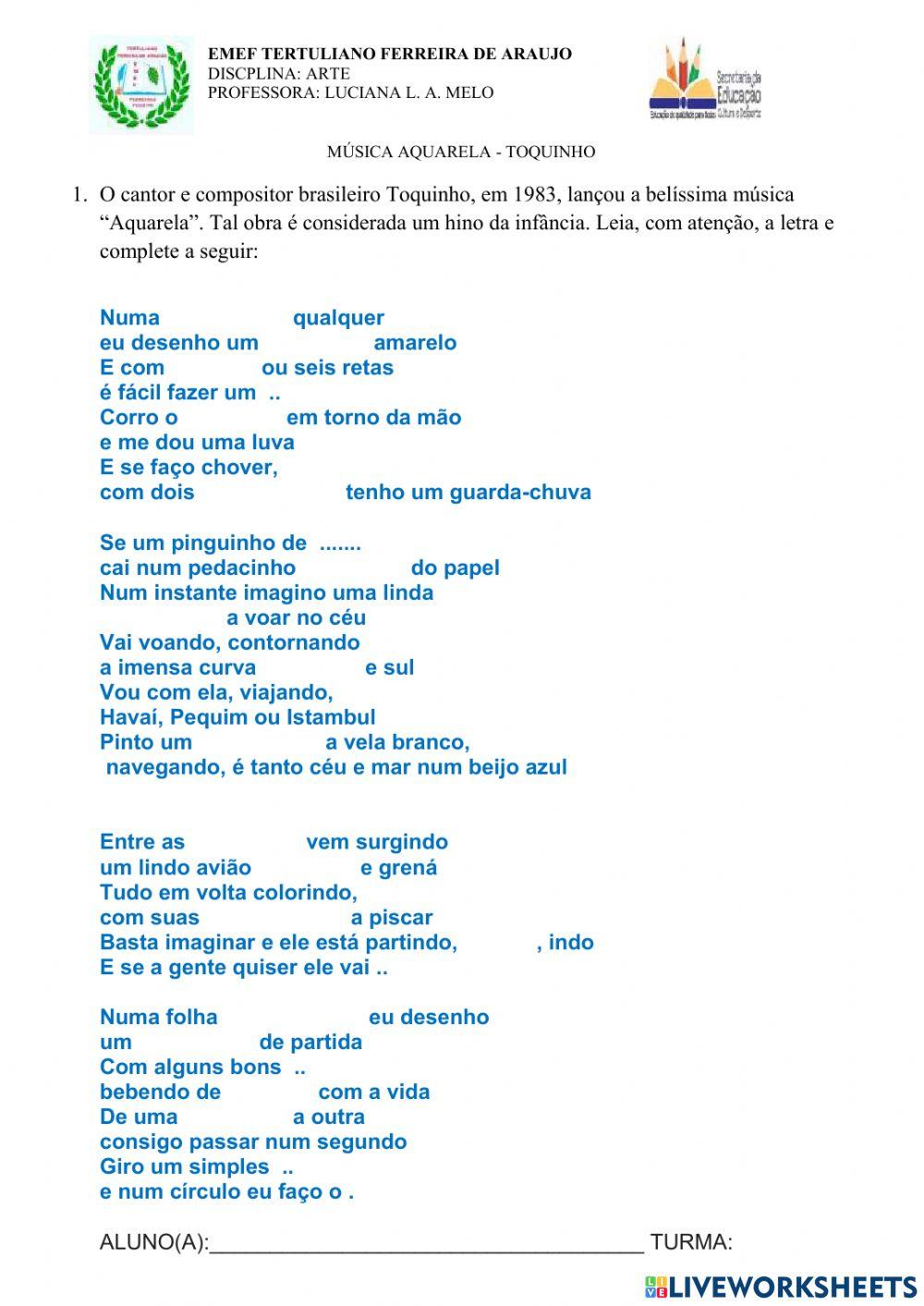 Aquarela musica - TOQUINHO