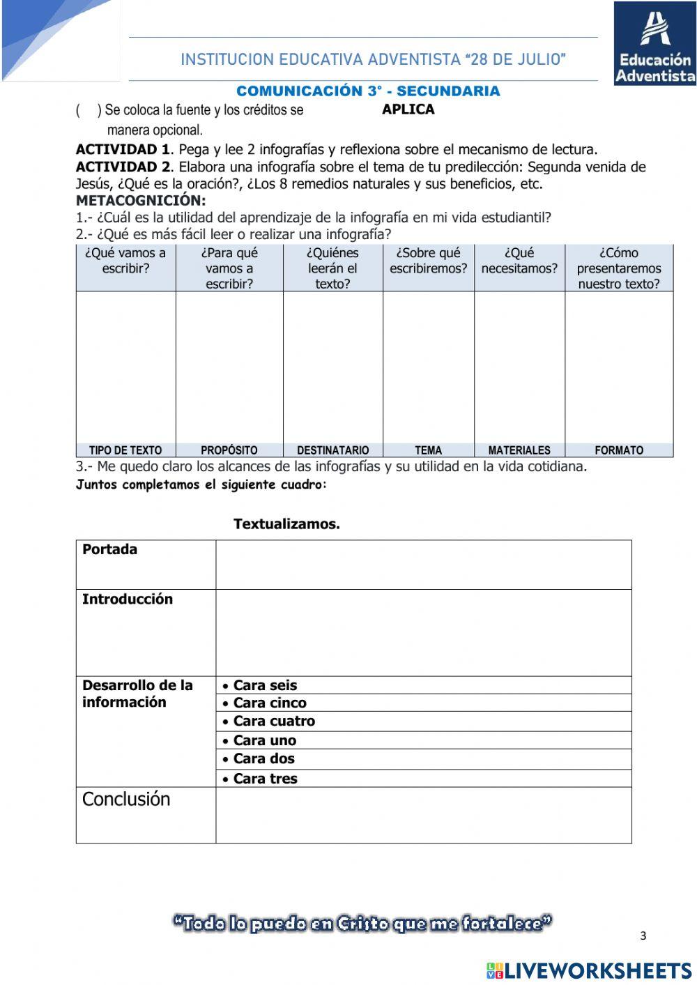 Planificación infografía