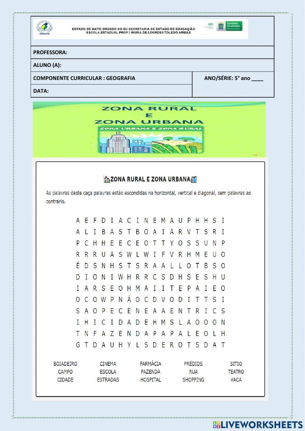 Zona rural e zona urbana