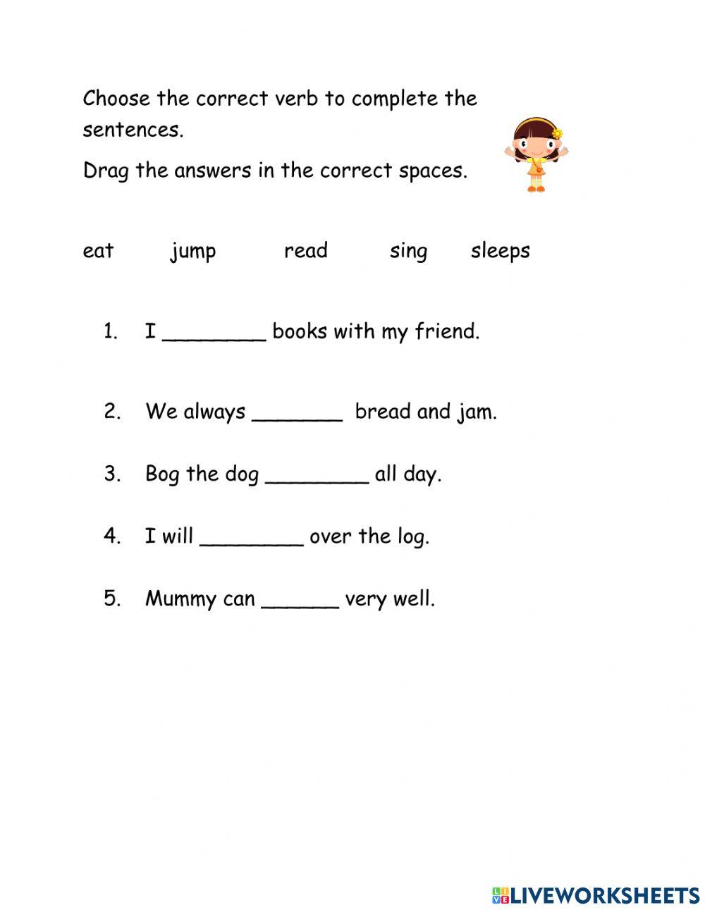 Verbs online exercise for Infant 2 | Live Worksheets