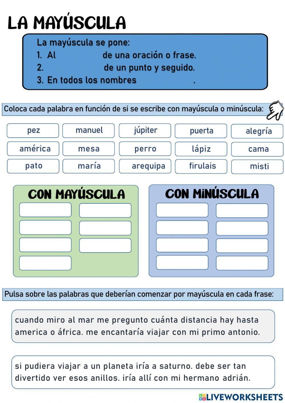 Uso del punto y la mayúscula