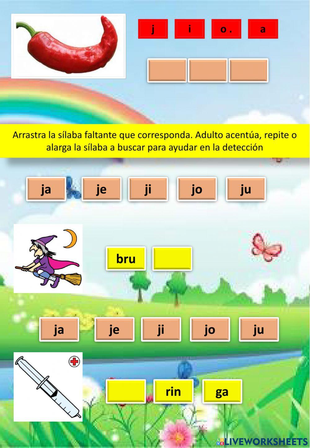 Repaso lección OJO, reconocimiento sílaba y deletreo