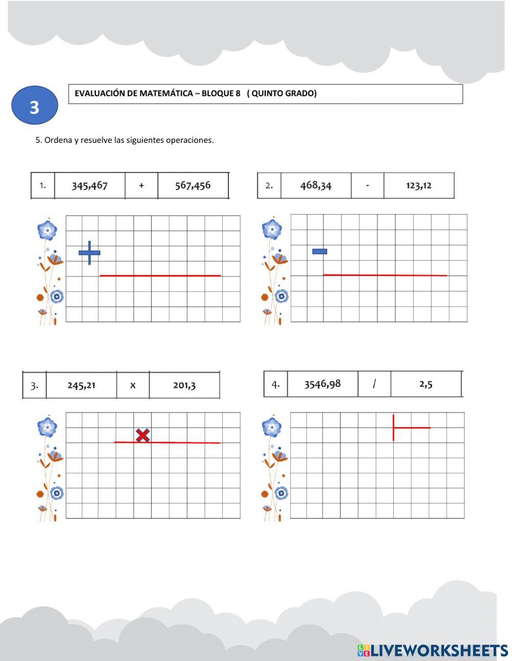 Evaluación de matemática