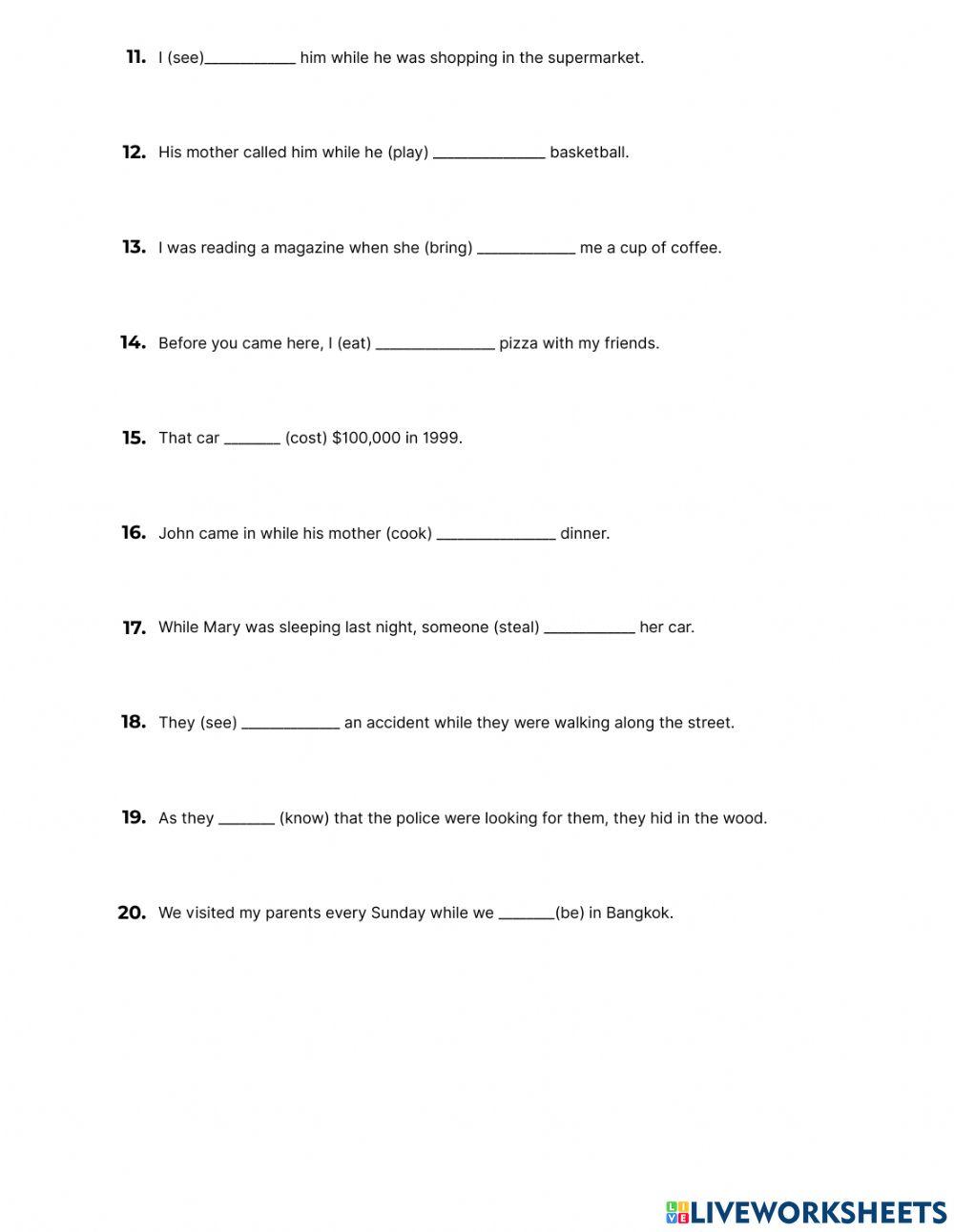 Past Cont or Past Simple