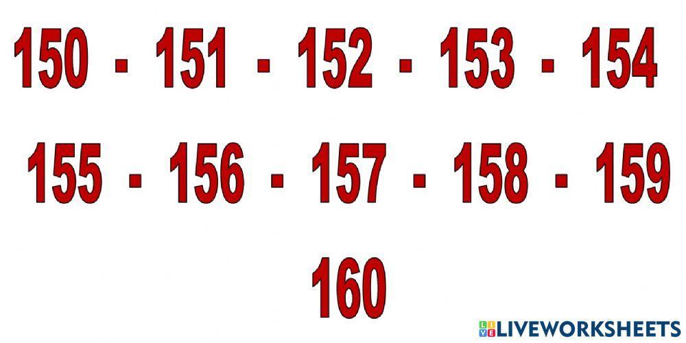 Contar del 150 al 160