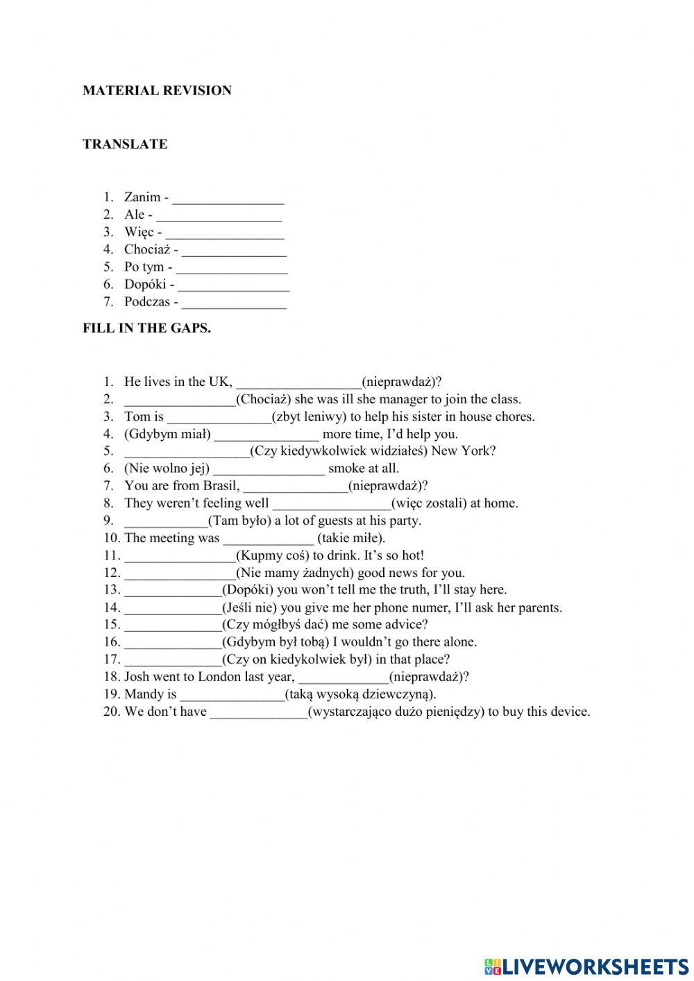 Zestaw 2 - powtórzenie materiału