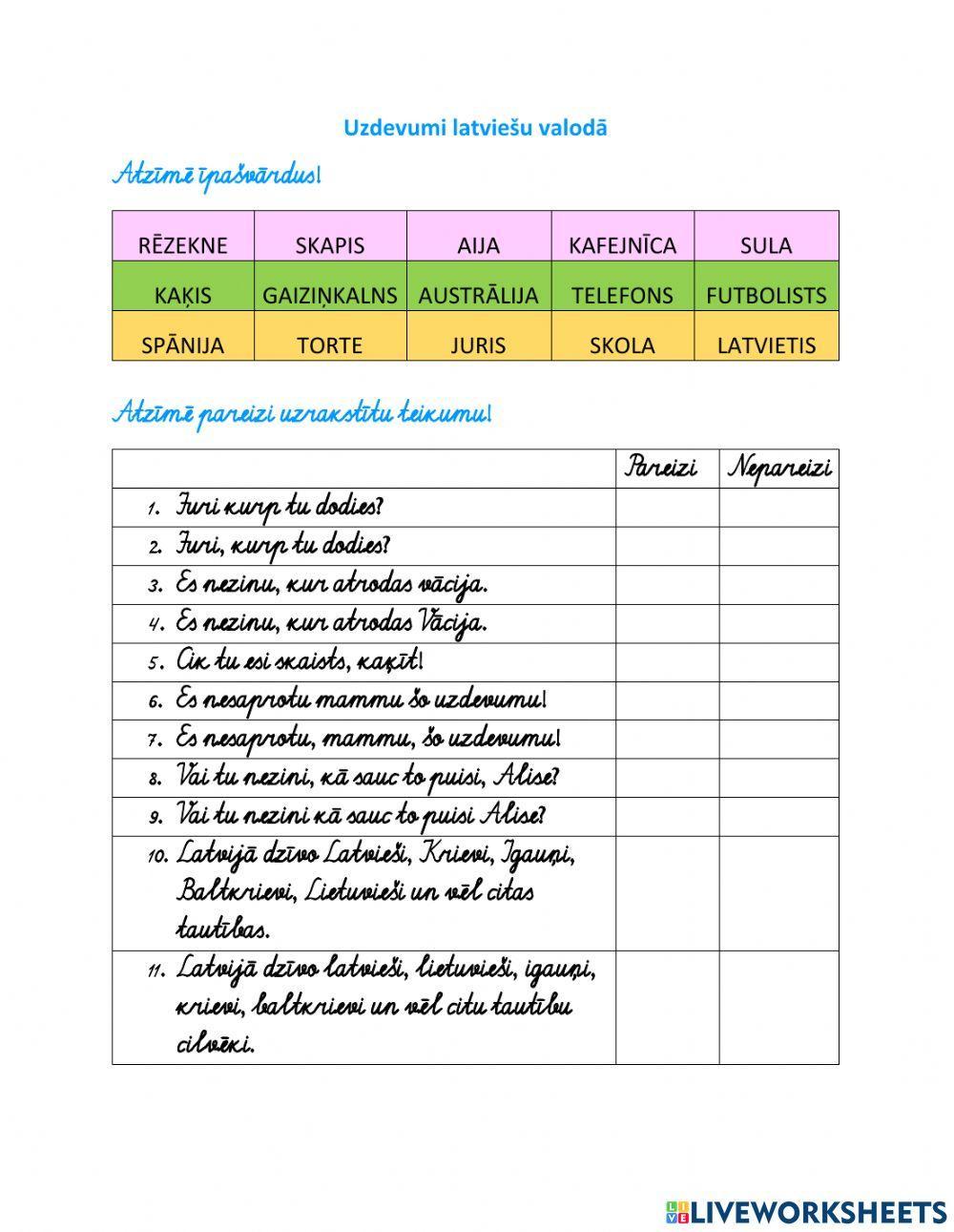 Īpašvārdi, uzruna. Lietvārda locīšana.
