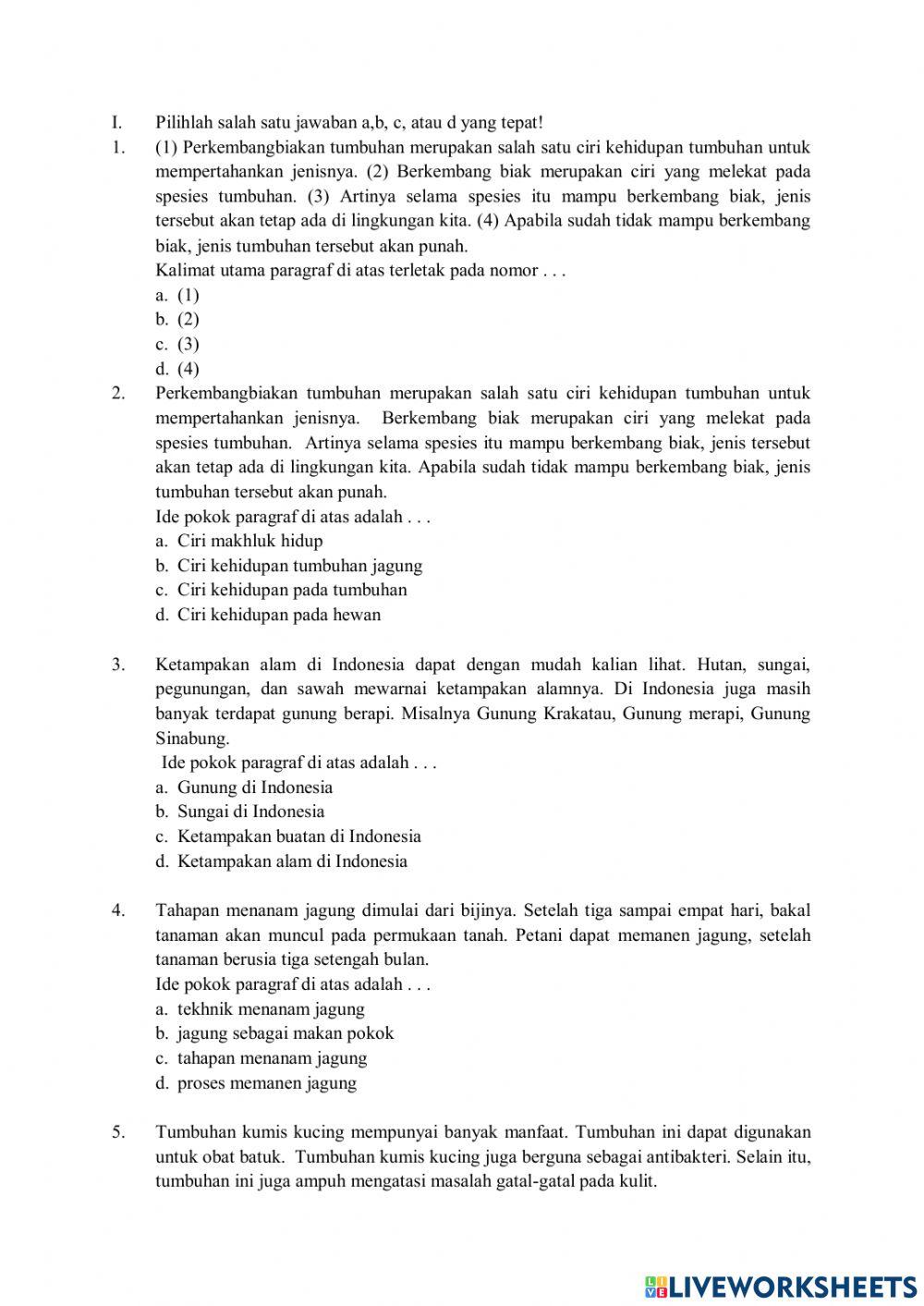 Latihan bahasa Indonesia