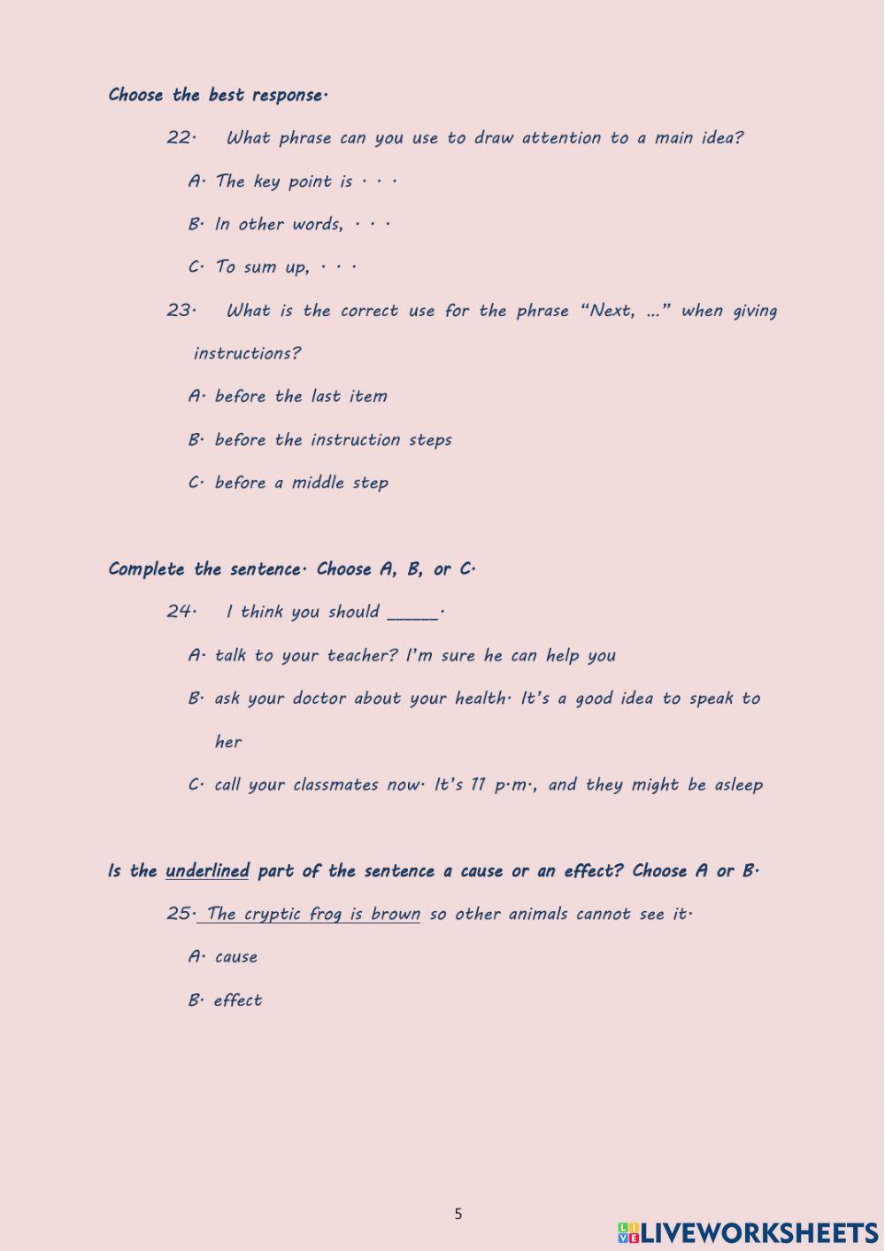 Qs 2 ls unit 1 - 4 worksheet | Live Worksheets