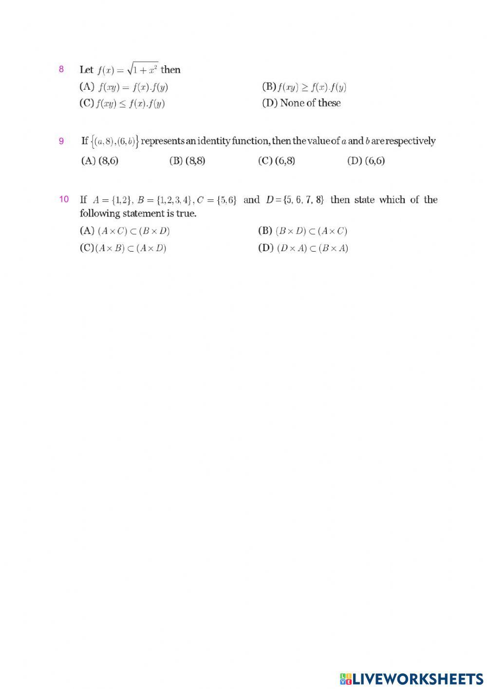 Class 10 Maths English Medium Lesson1 Test2