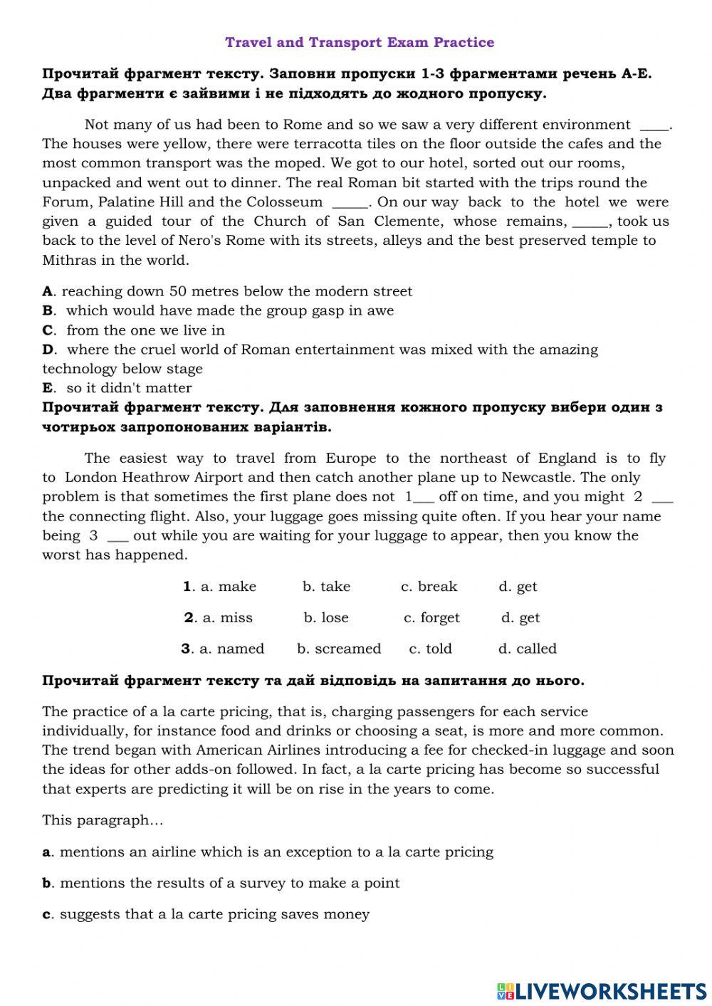 Travel and Transport
