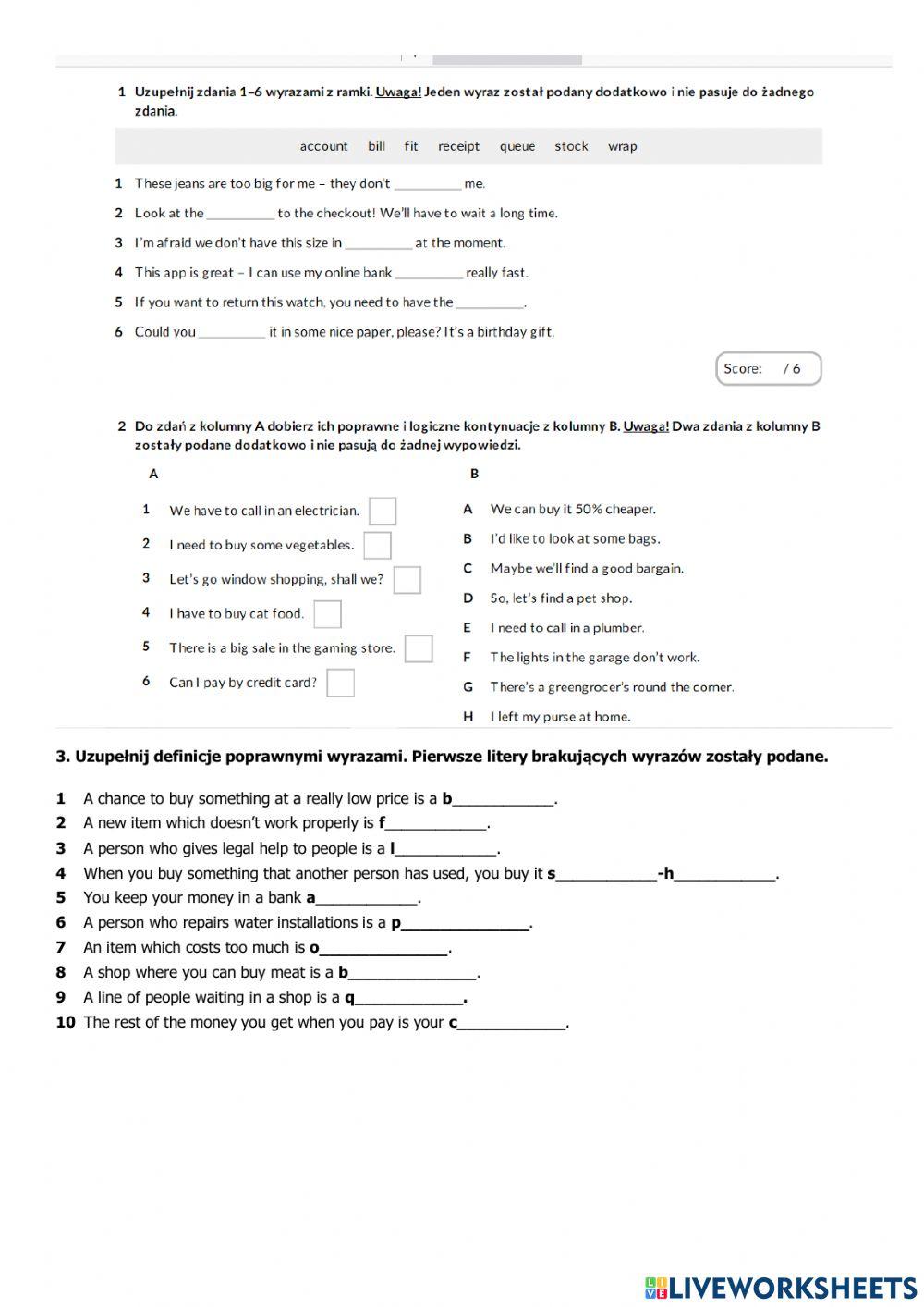 E8 U7 Macmillan cz.1 kartkówka słownictwo