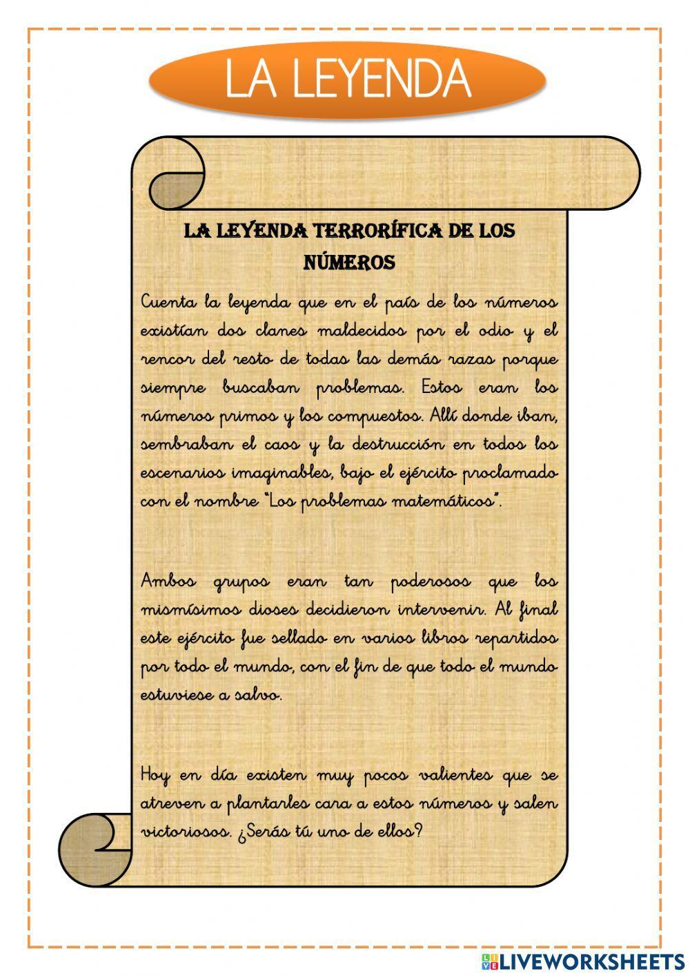 Leyenda terrorífica de los números