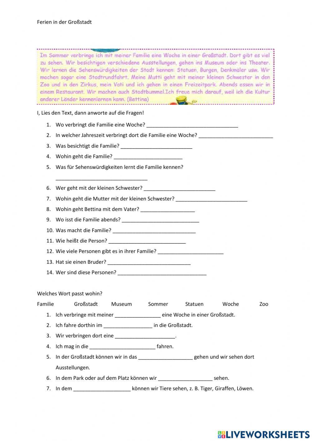 Ferien in der Großstadt