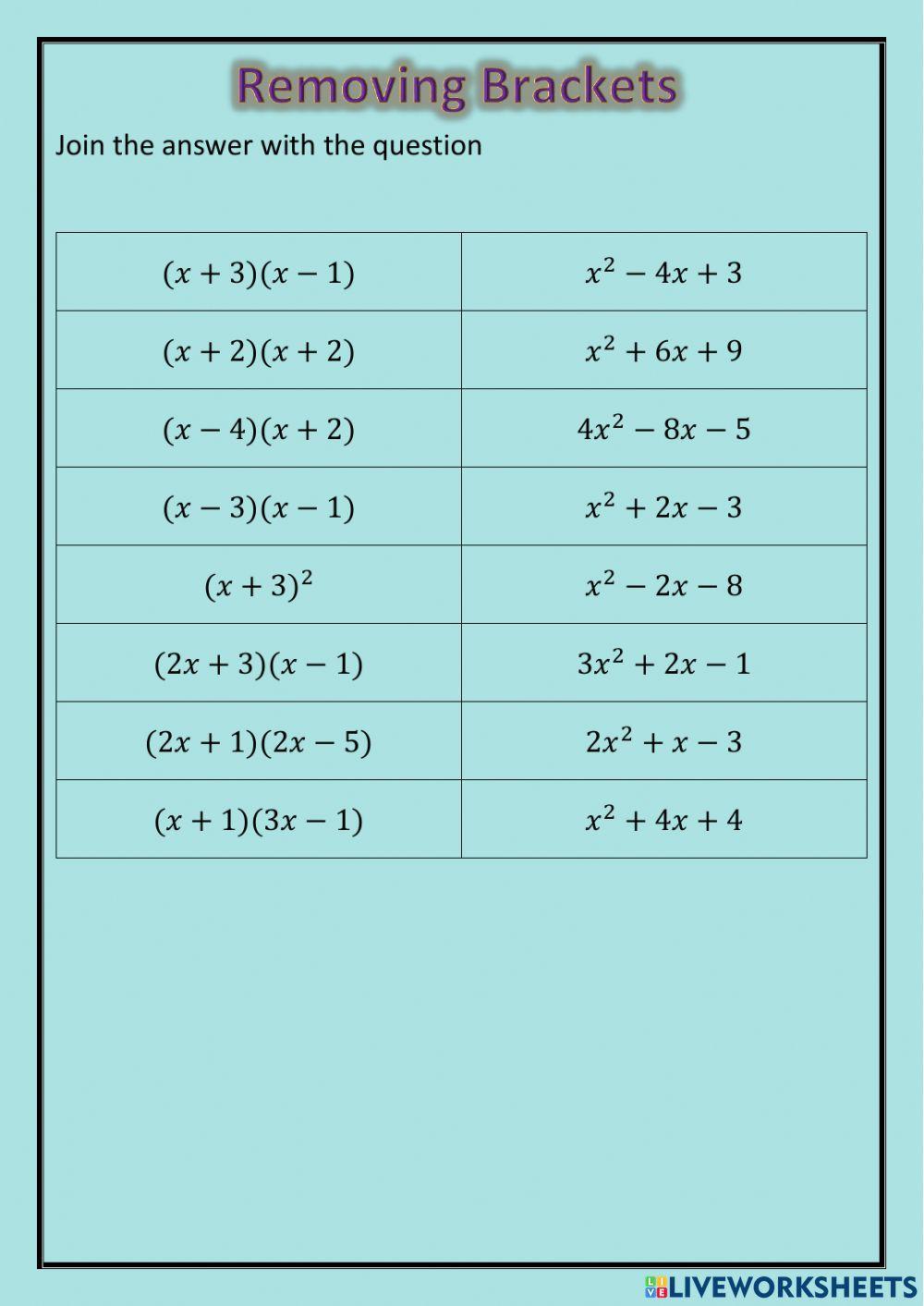 National 5 - Removing Pairs of Brackets
