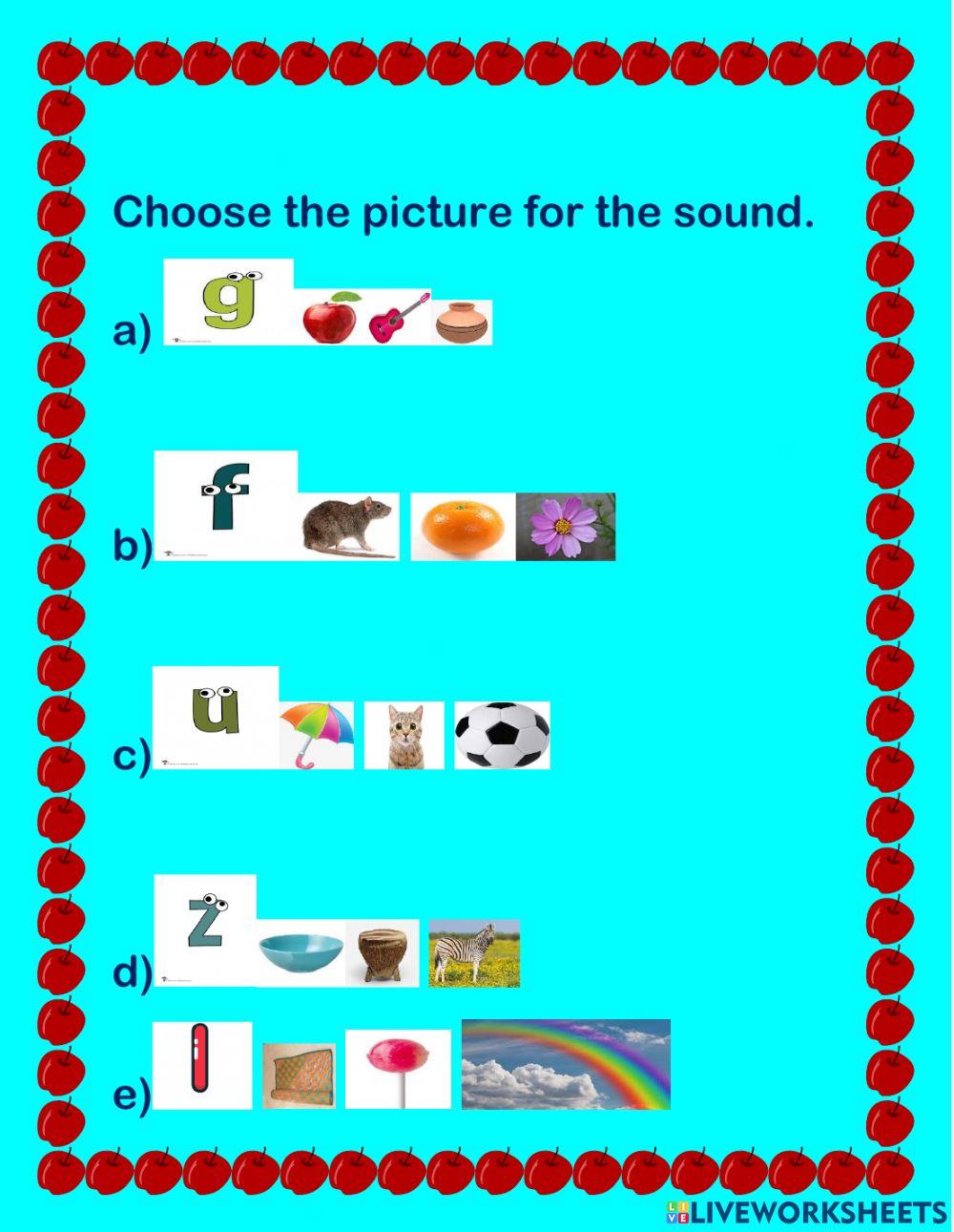 Choose the picture for the sound