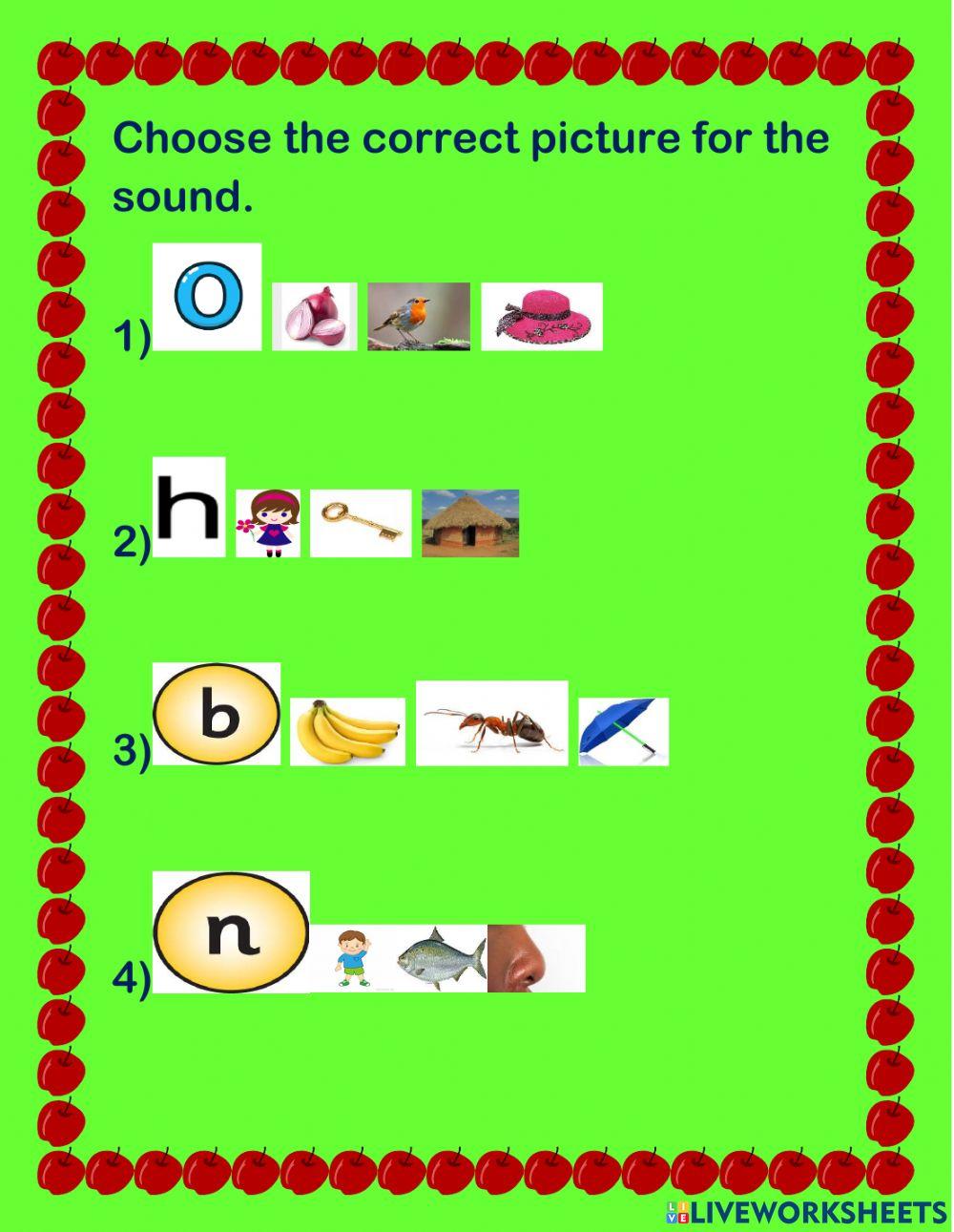 Choose the correct picture for the sound worksheet | Live Worksheets