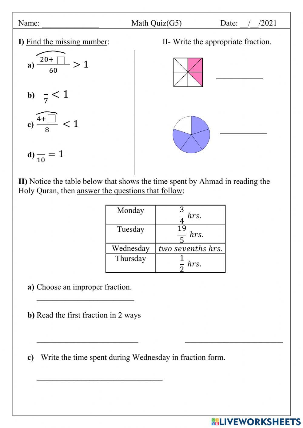 Math, 4 5 interactive worksheet Live Worksheets