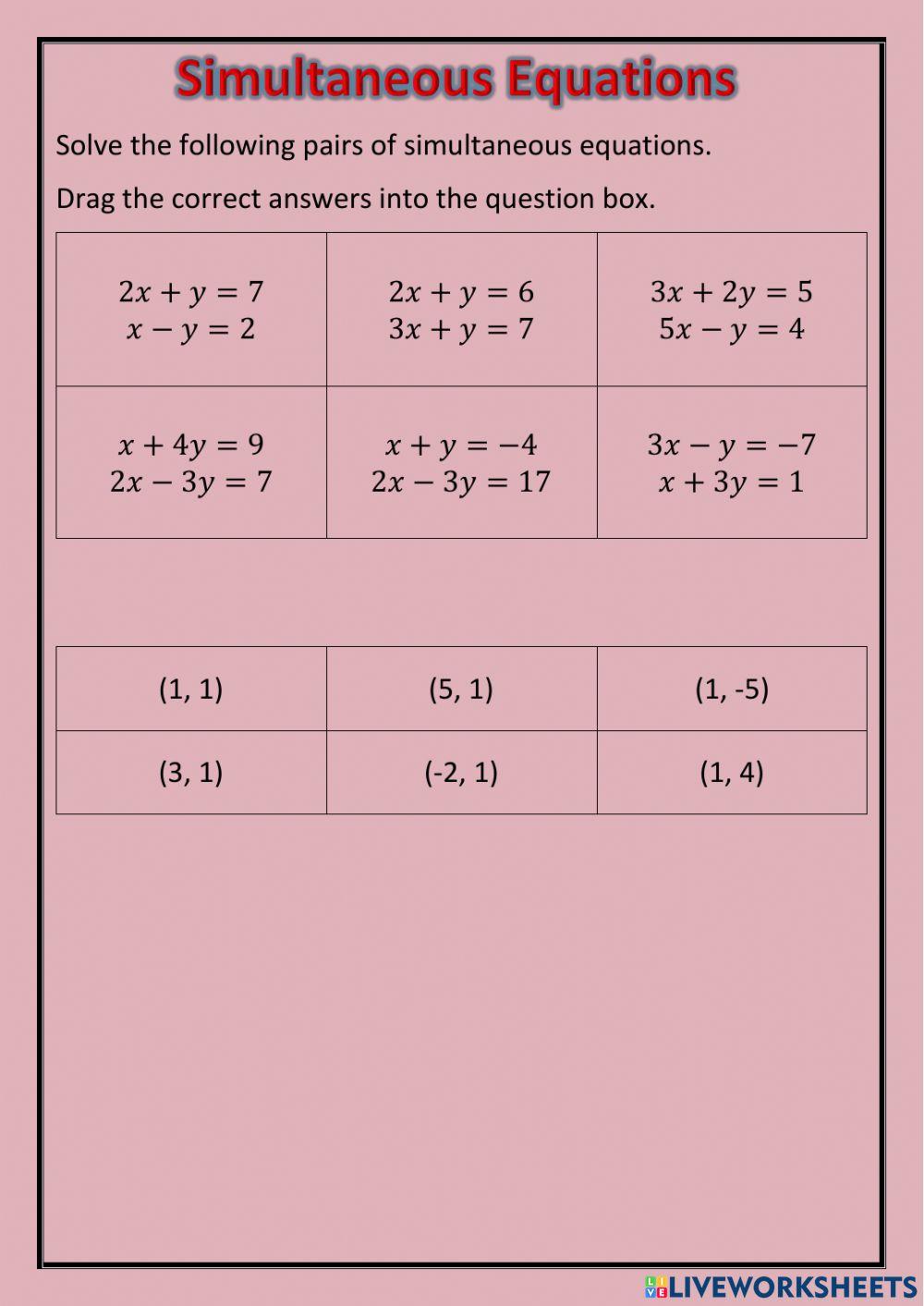 National 5 - Simultaneous Equations