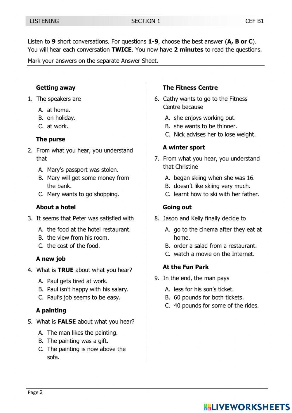 LRN B1 JUNE 2016 LISTENING