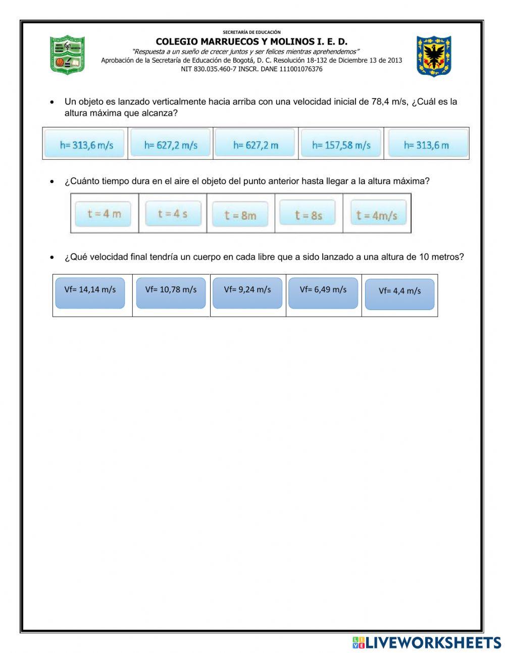 Caida Libre y Lanzamiento Vertical