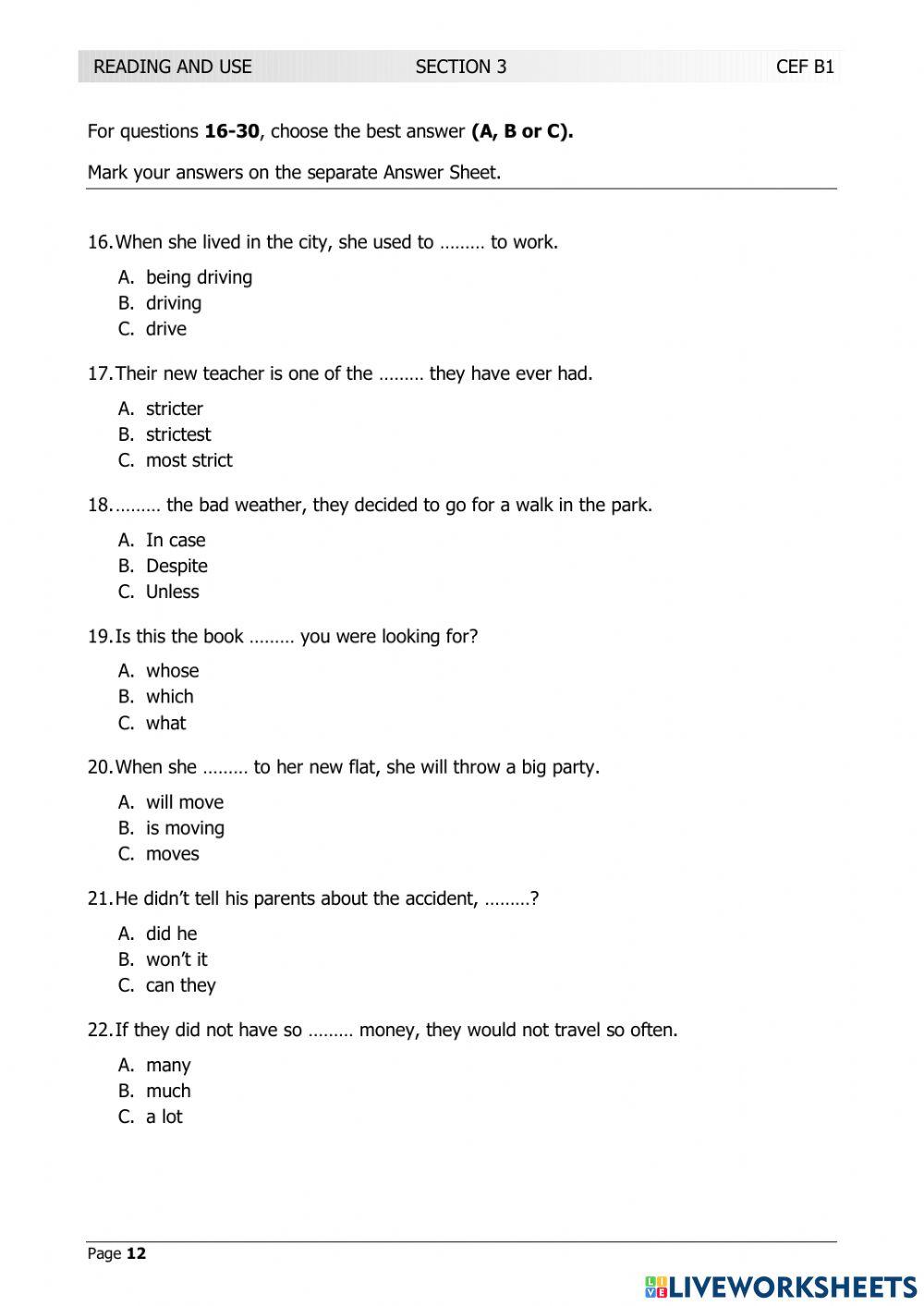 LRN B1 JANUARY 2018 LISTENING